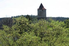 Z výletu na Orlík, Zvíkov a do Písku 21.4.07 panoramatický pohled ze Zvíkova - foto T. Hordějčuk